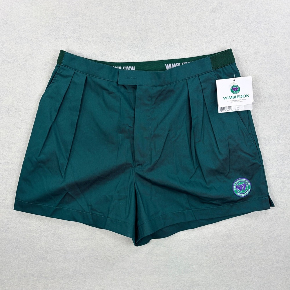 Wimbledon Ballboy Shorts Mens 34 Green Pleated Kent & Curwen Tennis NWT